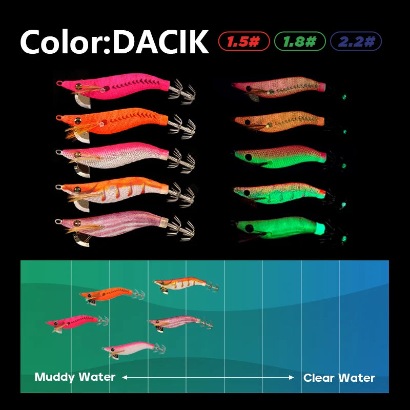 LETOYO mini squid lure 1.5-2.2# Luminous squid jig Artificial bait Cuttlefish squid bait Webfoot Octopus fishing lures