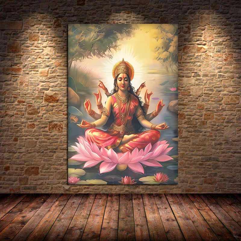 Indian Hindu Gods Lord Shiva Yoga Divine Goddess Saraswati Meditation Rt Poster Canvas Painting Wall Prints Picture Home Decor