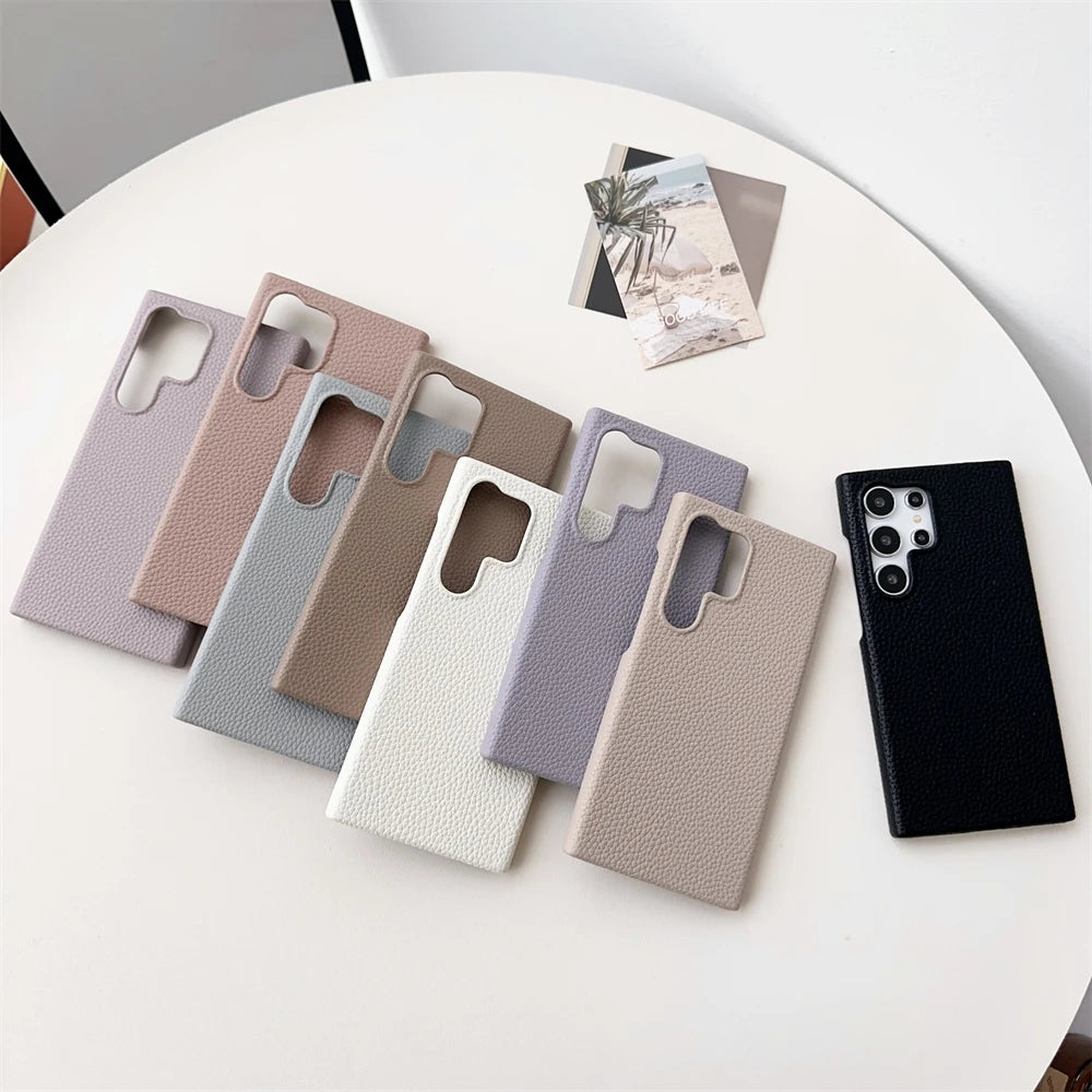 Luxury Lambskin Leather Phone Case For Samsung S22 Plus S23FE S24 Ultra A55 A35 A25 A15 A54 A34 A24 A14 A53 A33 A13 A22 PU Cover