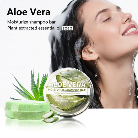 Aloe Vera Moisturizing Shampoo Bar, Plant Extract Essence Deep Cleaning Shampoo and Hair Care Soap