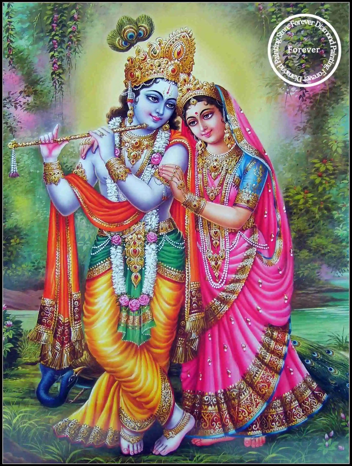 Indian God Radha Krishna Wall Art Full Diamond Painting Hindu Art Cross Stitch Embroidery Picture Mosaic Craft Living Room Decor