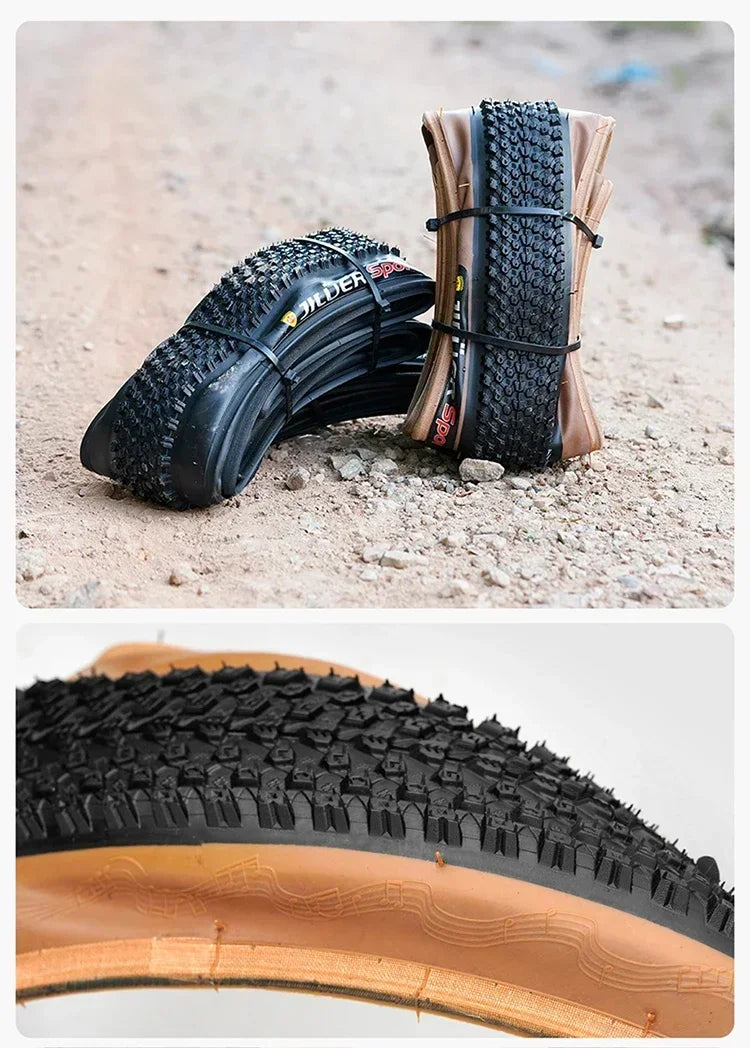 JILUER Folding Tire for Mountain and Road Bikes  27.5" Puncture-Resistant, 29" & 700c Sizes, Ultralight with Yellow Sidewalls