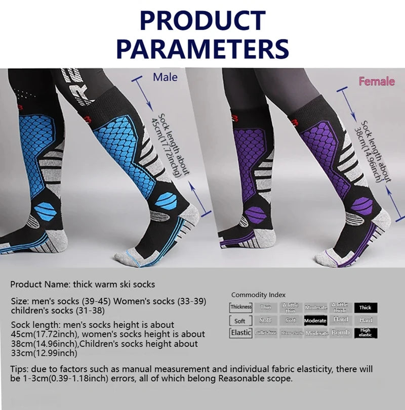 New Winter Warm Ski Socks Anti-slip Thickened Compression Snowboard Socks Thermal Moisture-wicking Knee High Socks 2026