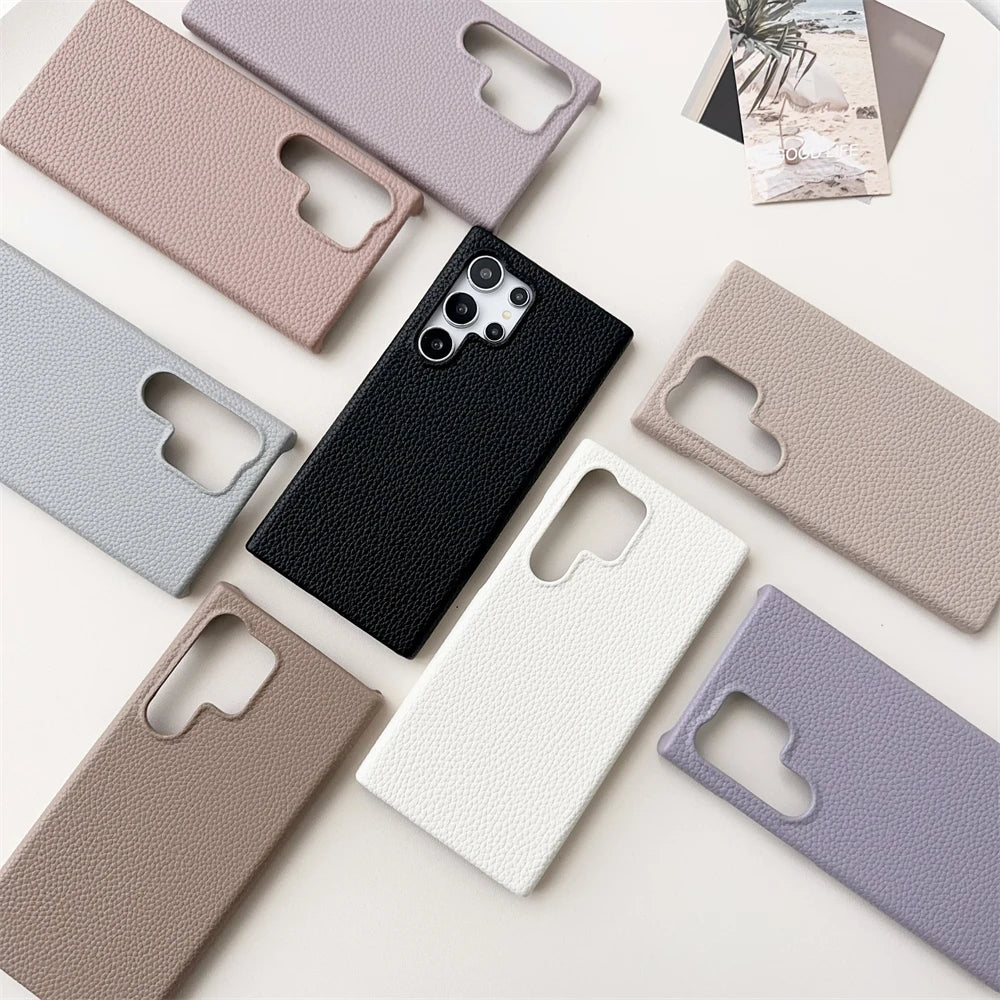 Luxury Lambskin Leather Phone Case For Samsung S22 Plus S23FE S24 Ultra A55 A35 A25 A15 A54 A34 A24 A14 A53 A33 A13 A22 PU Cover