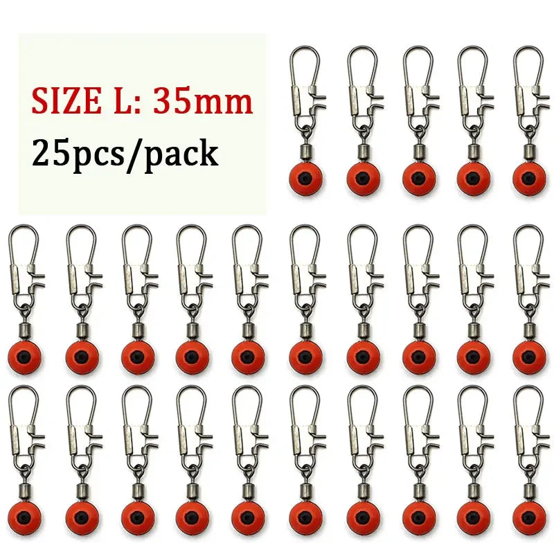 25pcs Running Feeder Swivel Bead With Snap Accessories For Carp Fishing Sliding Rolling Swivel Fishing Fishing Tools Equipment
