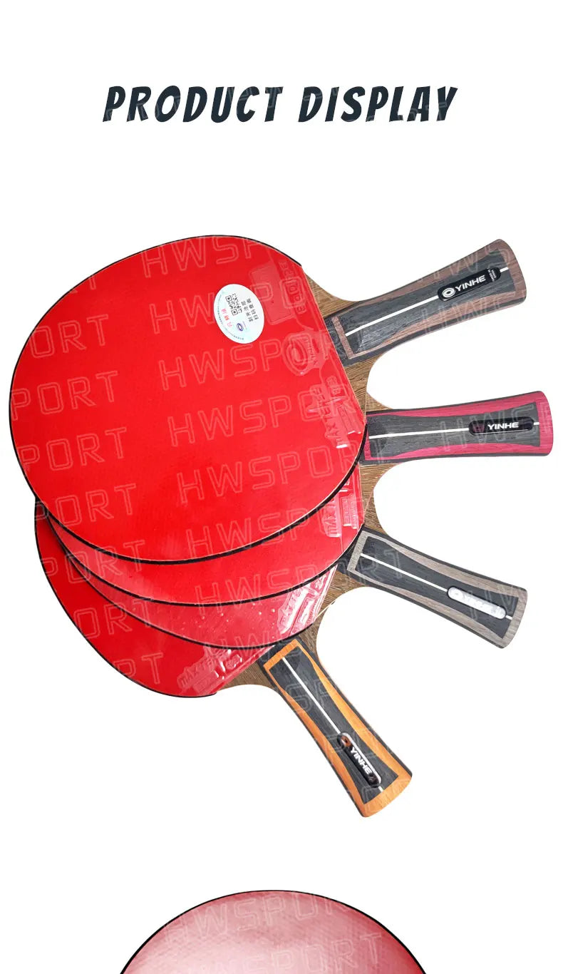 YINHE Professional Table Tennis Racket Pre-made 12 13 14 15 Star Ping Pong Racket Paddle 5 Wood 2 Carbon Offensive Bat for Speed