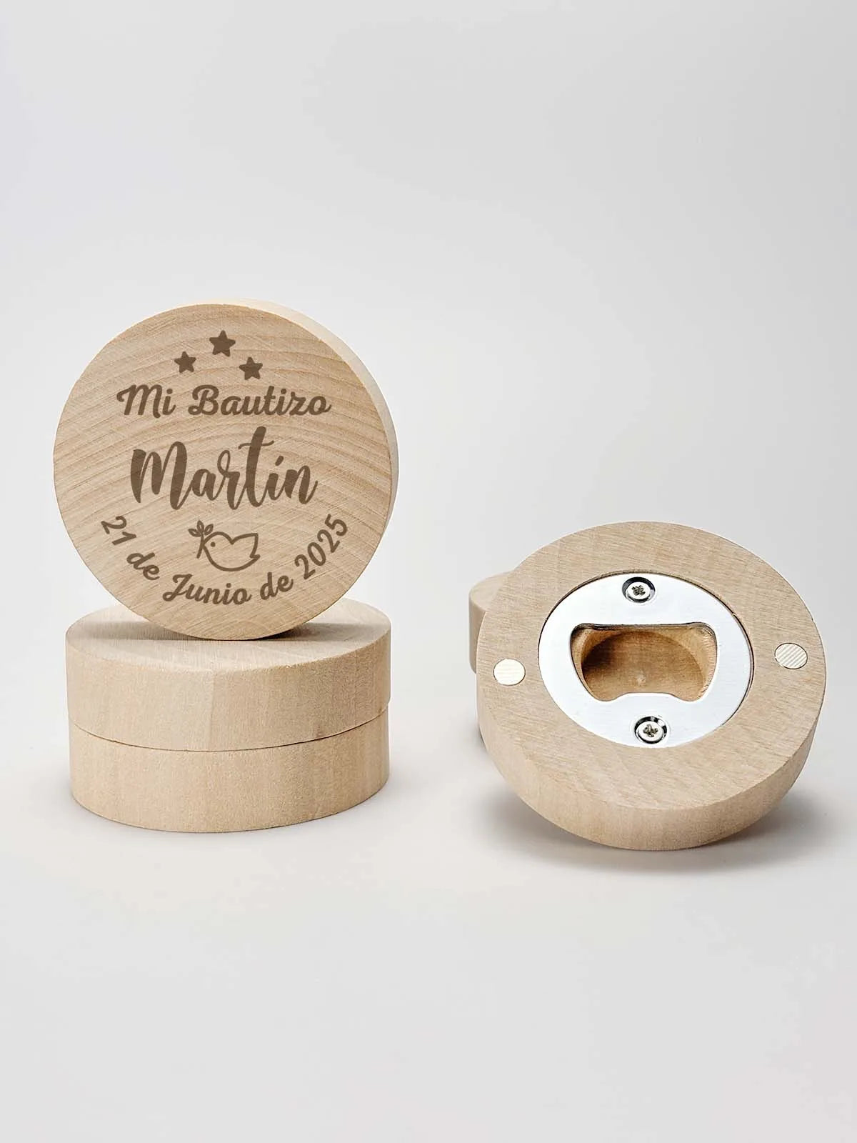 Baptism Gifts for Guests Personalized Magnet Bottle Openers Recuerdos de Bautizo Customized Wooden Fridge Magnets