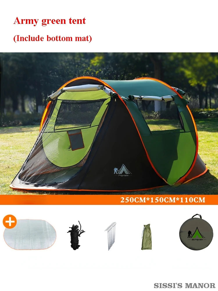 2-4Persons Throw Tent Automatic Waterproof Large Space Family Outdoor Camping Portable Tourist Self-driving BBQ Equipment