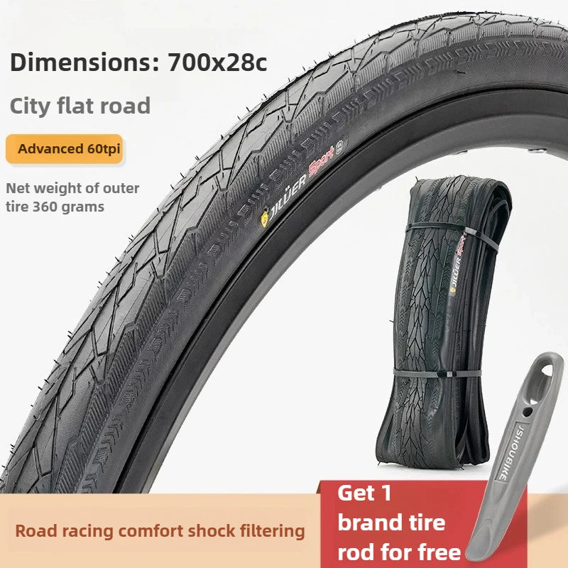 JILUER Folding Tire for Mountain and Road Bikes  27.5" Puncture-Resistant, 29" & 700c Sizes, Ultralight with Yellow Sidewalls