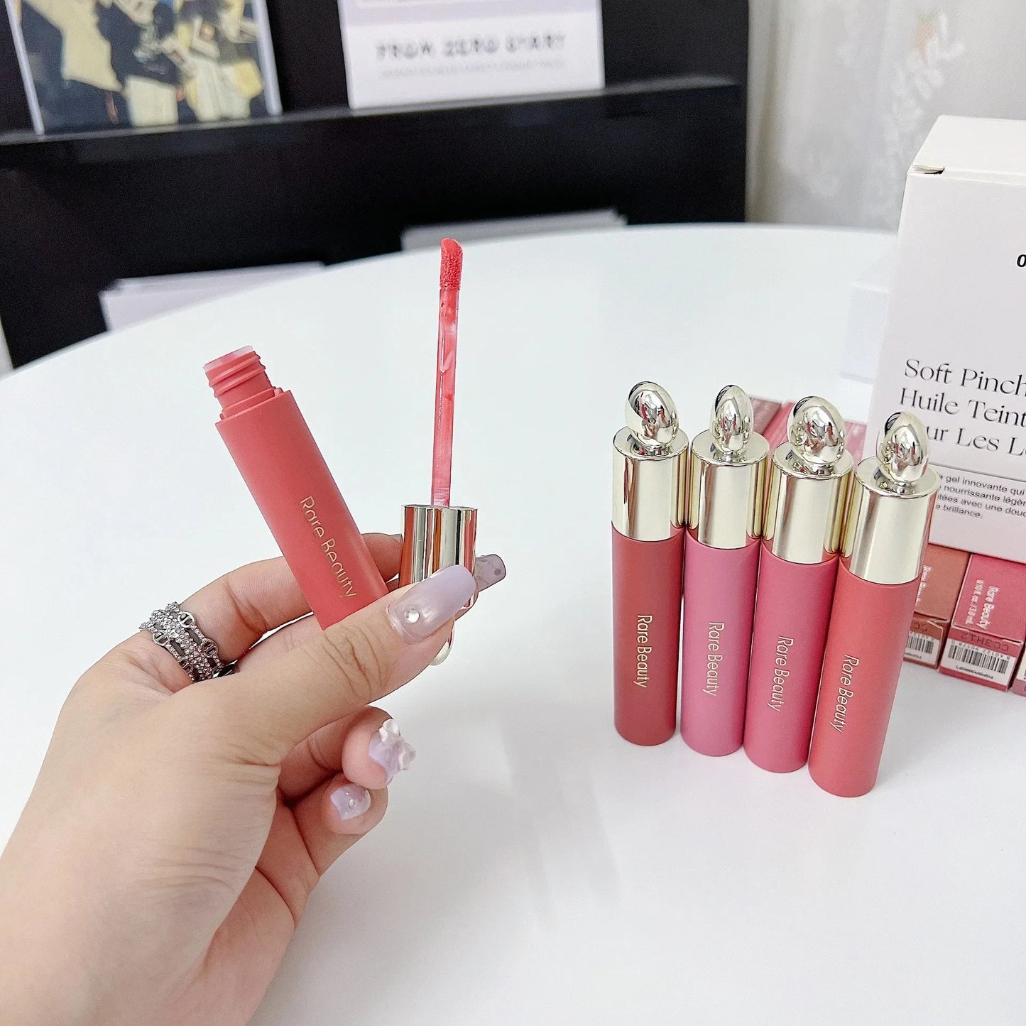 Rare Beauty Blush Lip Gloss Brightens The Complexion Is Silky And Beautiful And Enhances Contours Girl Women Makeup With Box