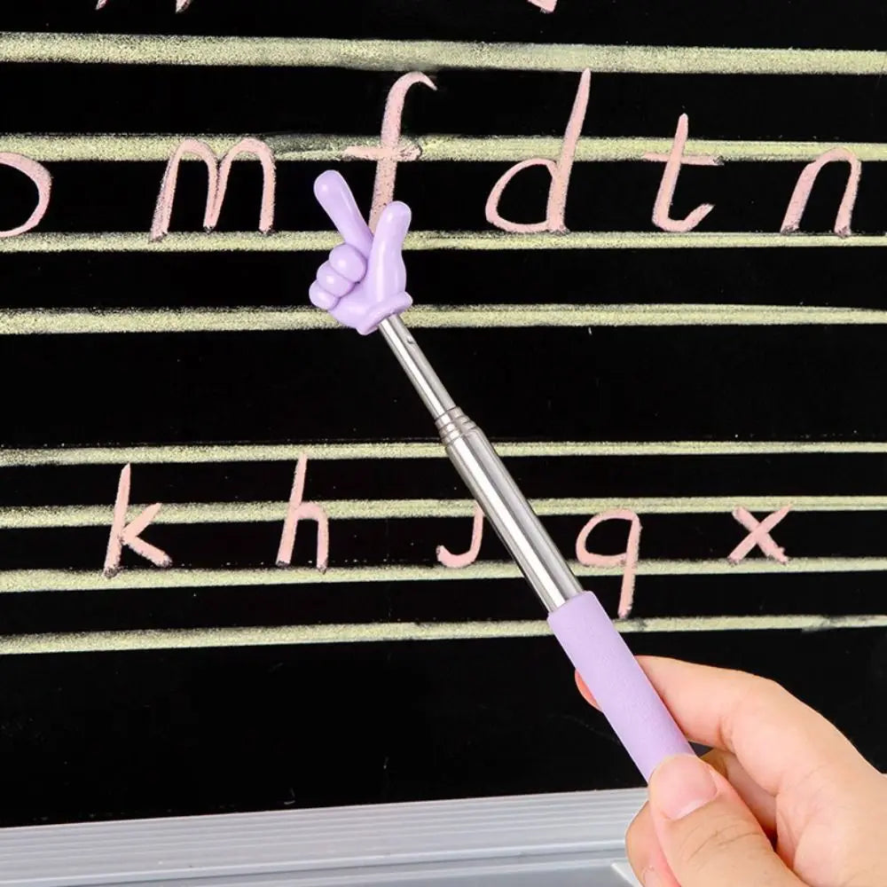 Durable Stainless Steel Teaching Pointer Telescopic Rod Finger Design Finger Reading Sticks Classroom Finger Pointer Students