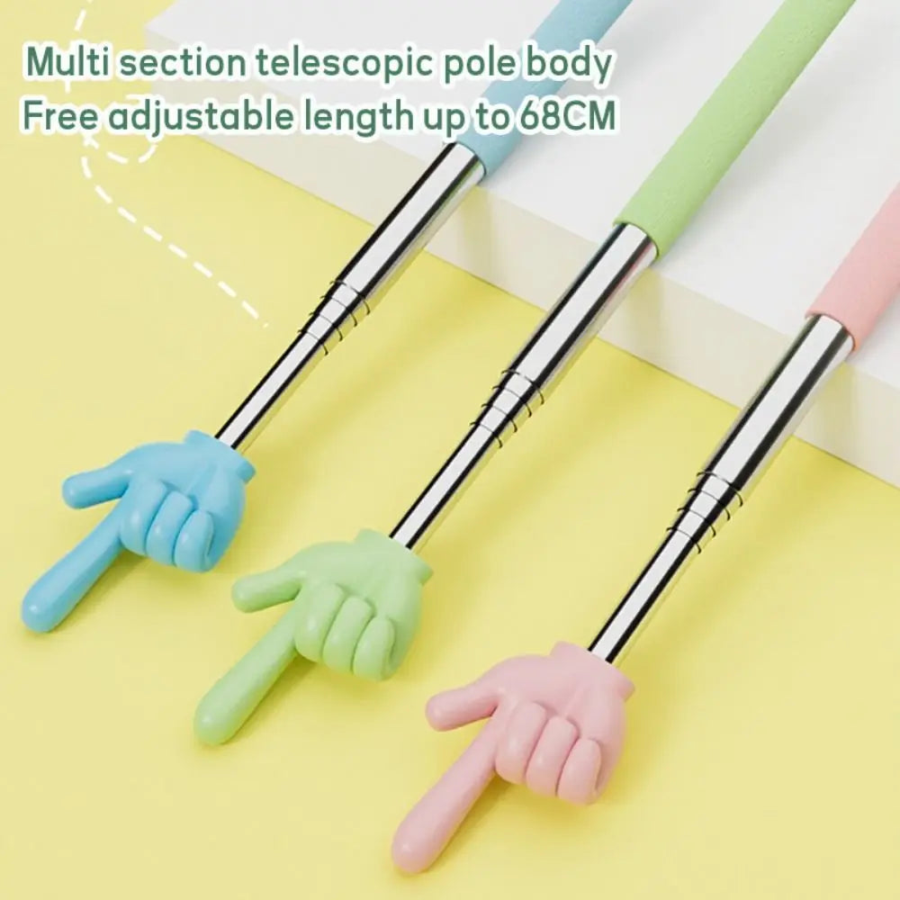 Durable Stainless Steel Teaching Pointer Telescopic Rod Finger Design Finger Reading Sticks Classroom Finger Pointer Students