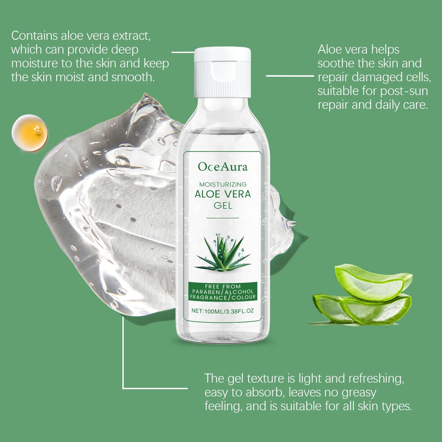 Aloe Vera Gel Pore Shrinking Oil Control Ance Remover Moisturizing Brighten Anti-Aging Facial Essence Beauty Skin Care Products