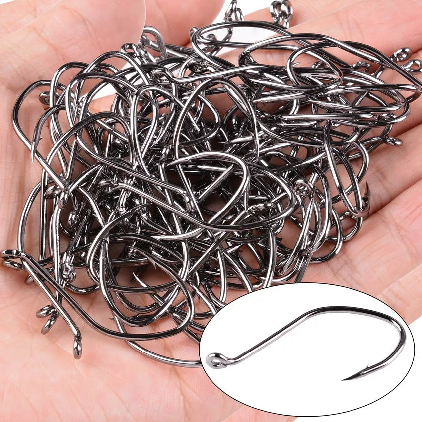 10pcs/Box Barbed Catfish Fishing Hooks High Carbon Steel Catfish Hook 6/0 -10 Fishhook V Sharp Circle Hook Fishing Tackle Box