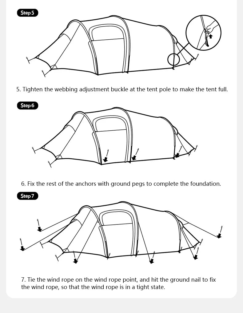 Naturehike Opalus UL 2-3 Man Hiking Tent Portable 4 Seasons High Strength 15D Nylon Backpack Trekking Tunnel Tent CNK2450WS036
