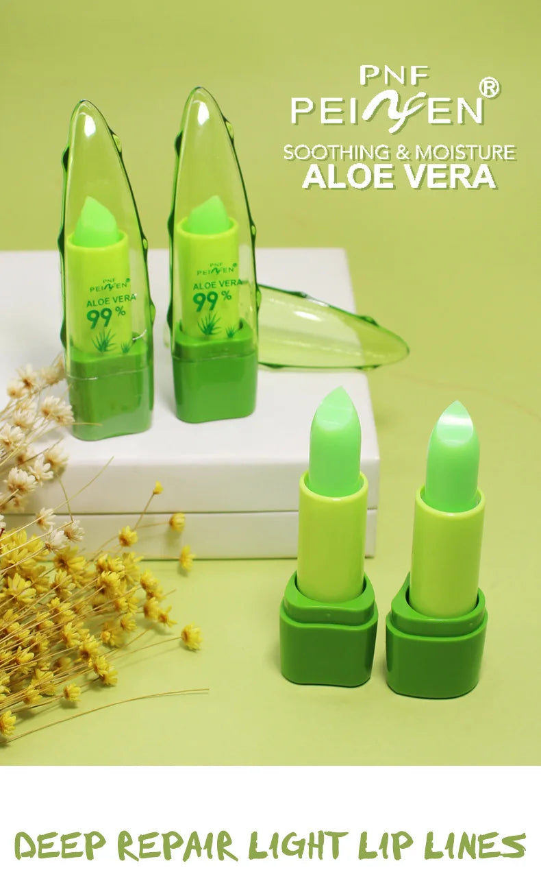 Aloe Vera Color-changing Lipstick,Moisturizes Hydrates Waterproof Non-sticky Long-lasting Tinted Lip Gloss