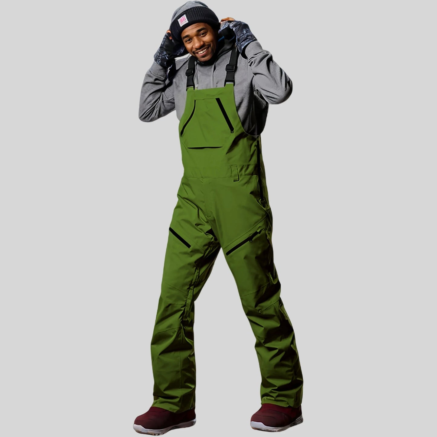 2025 Winter Skiing Pants Outdoor Waterproof Windproof Snow Trousers Men Loose Ski Overalls Snowboard Sport Strap Pants Clothing