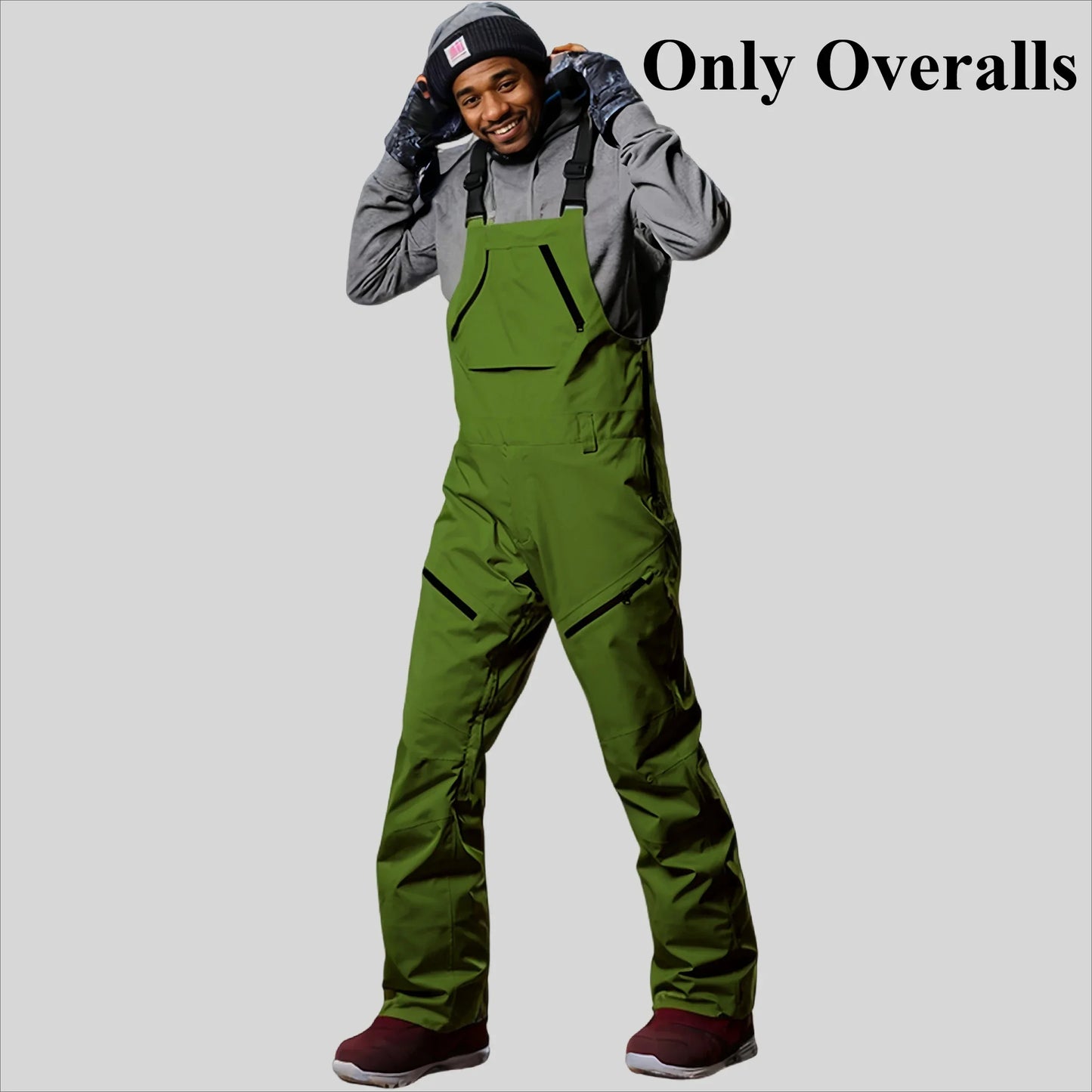 2025 Winter Skiing Pants Outdoor Waterproof Windproof Snow Trousers Men Loose Ski Overalls Snowboard Sport Strap Pants Clothing