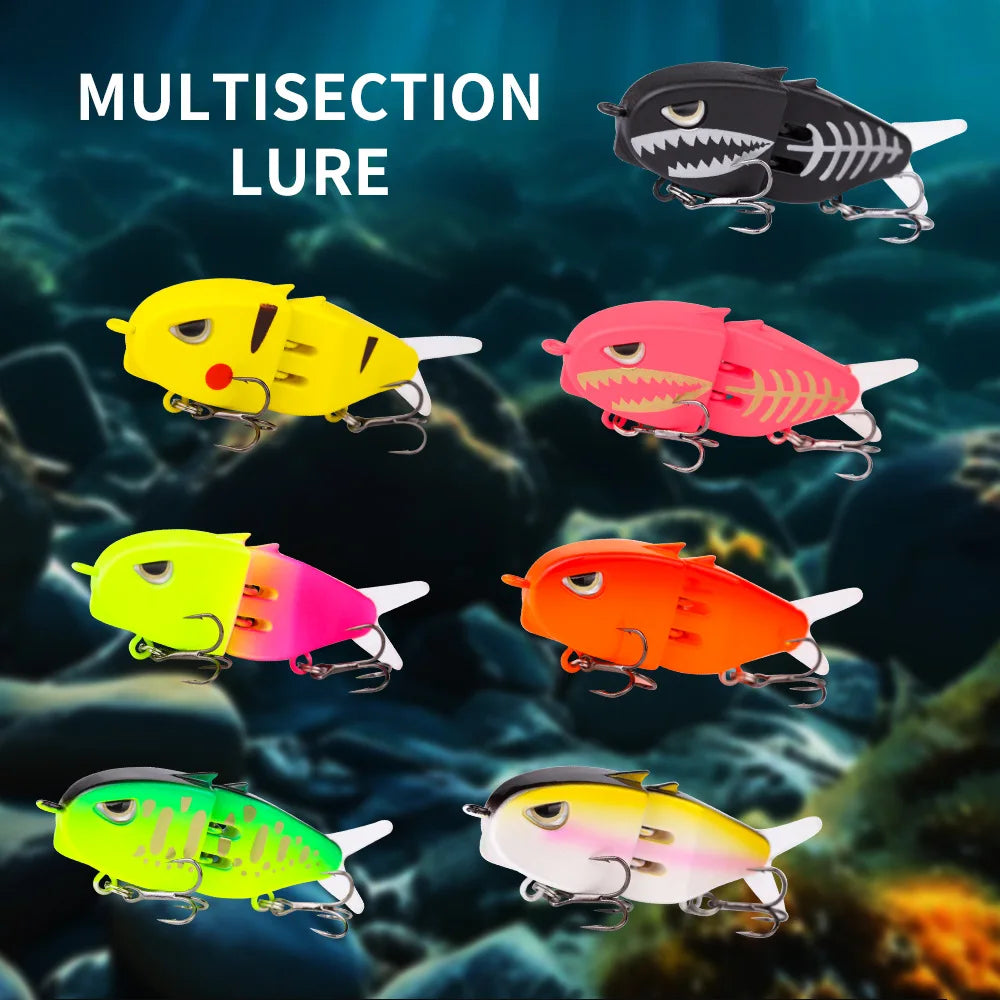 Fishing Lure Slow Sinking Swimbait 2 Joints Bait 60mm 6.5g 3D Eyes PVC Material for Bass Trout Predator Lure Pesca