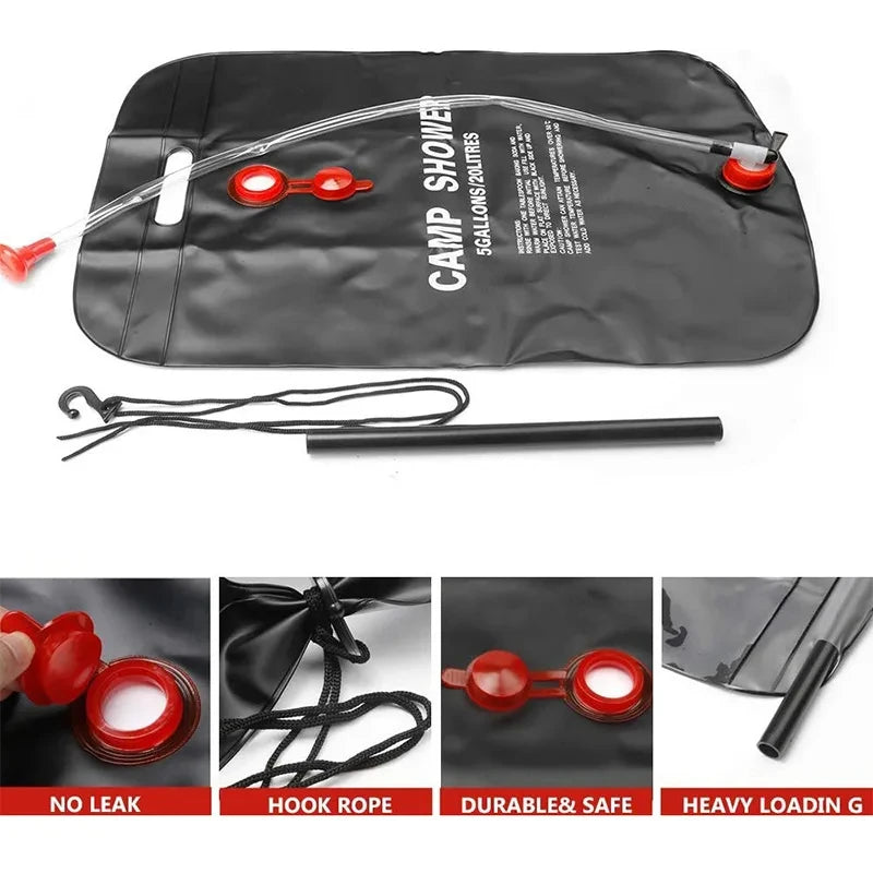 20/40L foldable water bag Camping Solar shower Bag Outdoor bathing Sun Compact Hot water shower bag Scrub pool accessories
