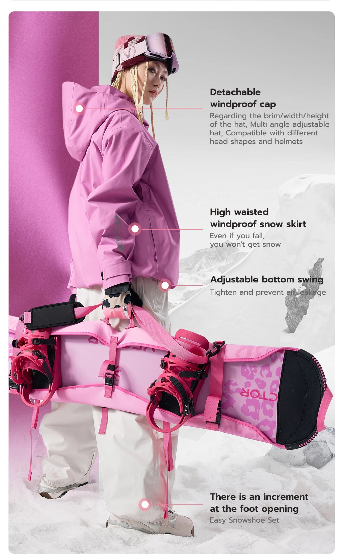 VECTOR Men Women 3L Cotton Ski Jacket Ski Pants Winter Warm Windproof Waterproof Outdoor Sports Snowboard Ski Coat Trousers