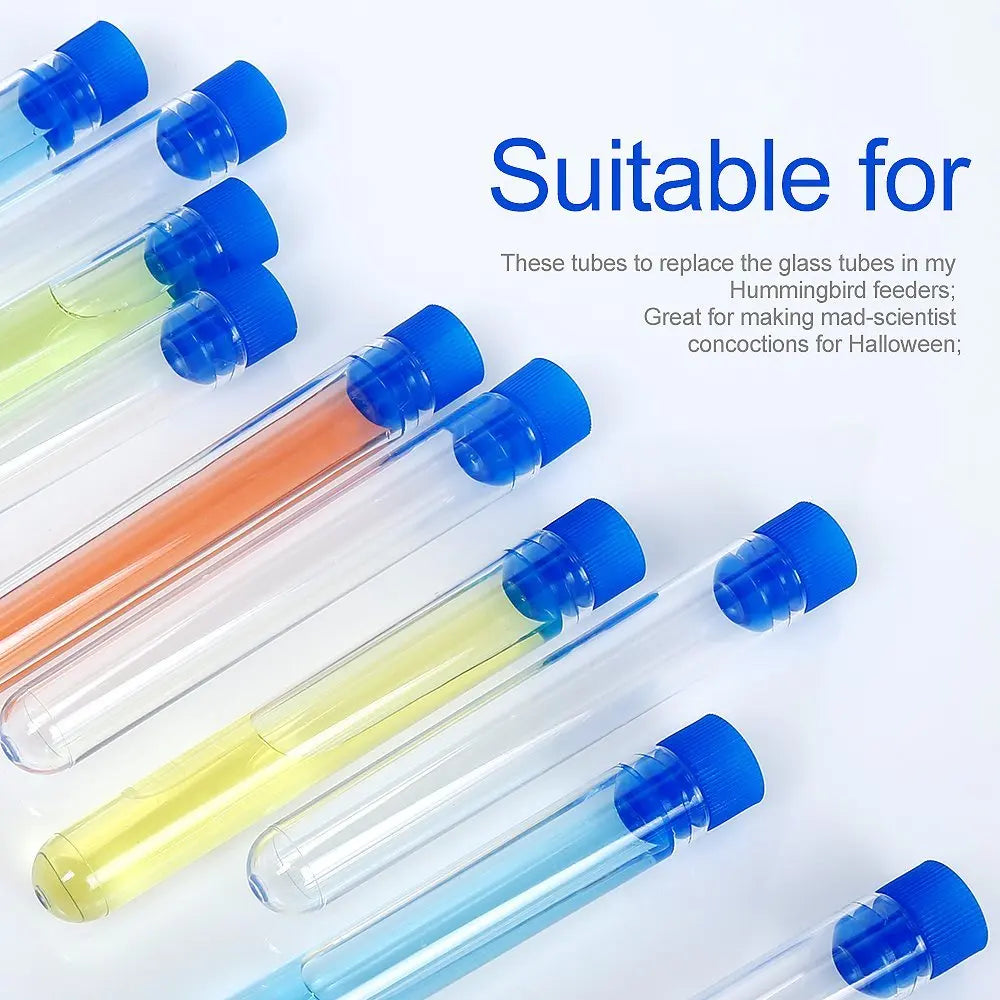 Clear Lab Transparent plastic test tube 10mm-25mm U-shaped bottom with cap tubes school education supplies Wedding Favours