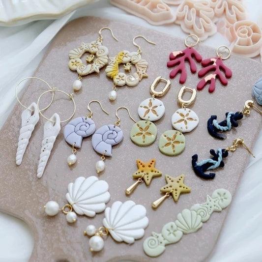 Summer Ocean Series Polymer Clay Cutter Shell/Conch Soft Ceramic Earring Mold DIY Ring Bracelet Jewelry Polymer Clay Tool