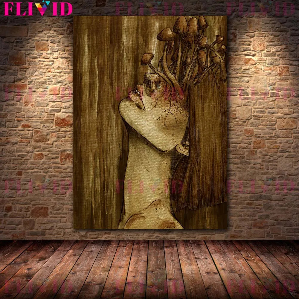 Ancient Egyptian God And Indian Four Hands Goddess Vintage Wall Art Canvas Painting,Lilith,Nyx Kali Goddess Art Poster And Print