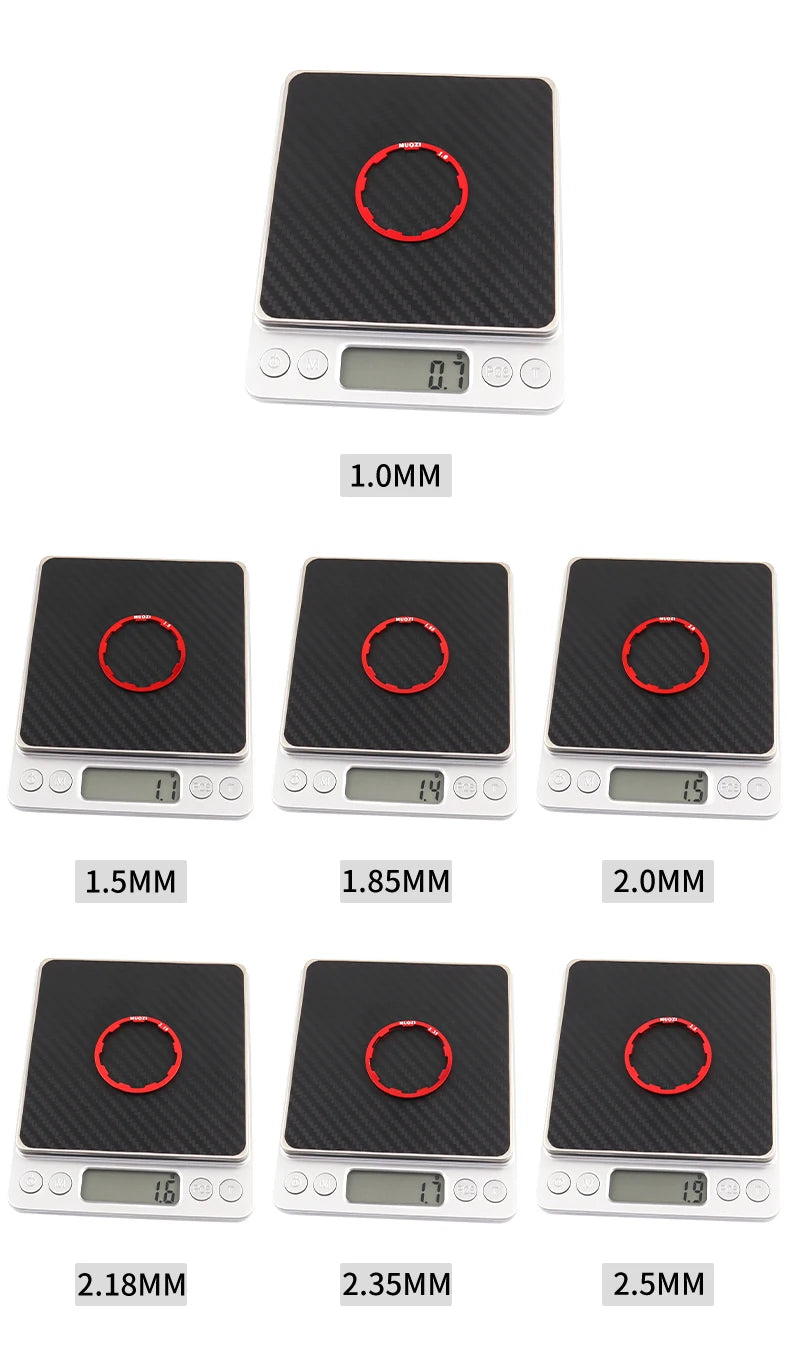 MUQZI 5pcs Cassette Washer 1mm 1.5mm 1.85mm 2mm 2.18mm 2.35mm 2.5mm Flywheel Spacer Bike Hub Washer