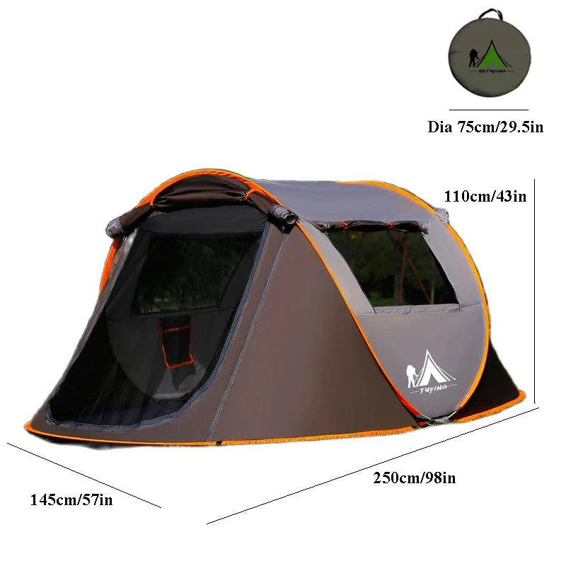 2-4Persons Throw Tent Automatic Waterproof Large Space Family Outdoor Camping Portable Tourist Self-driving BBQ Equipment