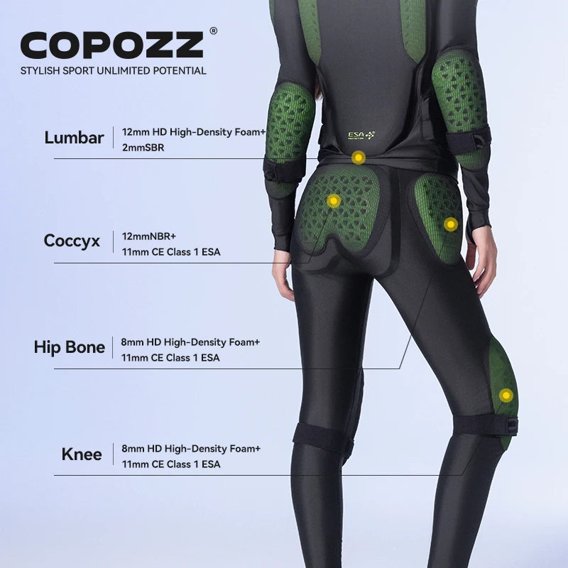 COPOZZ ESA Anti-Collision Back Chest Impact Protection Motorcycle Inner Jacket Clothes Full Body Ski Armour Protector Pants