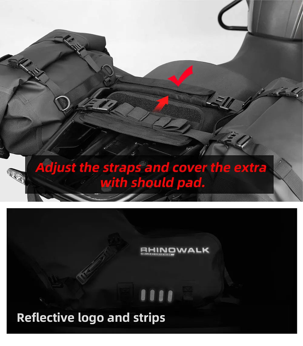 Rhinowalk Motorcycle Side Bag 2PC 100% Waterproof 18L/28L/48L Motorbike Saddle Bag Motor Pannier Bag Saddle Bags Travel Luggage