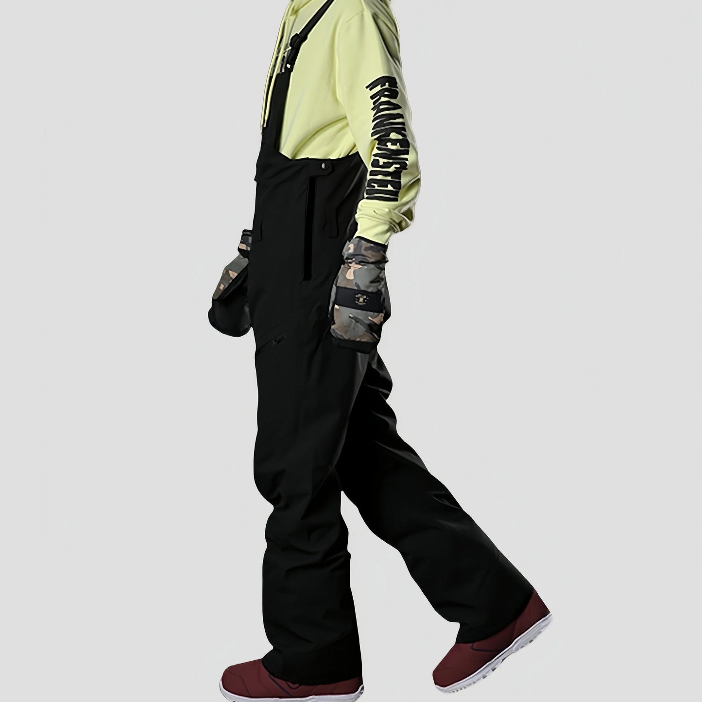 2025 Winter Skiing Pants Outdoor Waterproof Windproof Snow Trousers Men Loose Ski Overalls Snowboard Sport Strap Pants Clothing
