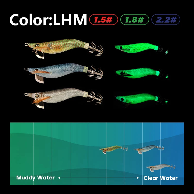 LETOYO mini squid lure 1.5-2.2# Luminous squid jig Artificial bait Cuttlefish squid bait Webfoot Octopus fishing lures
