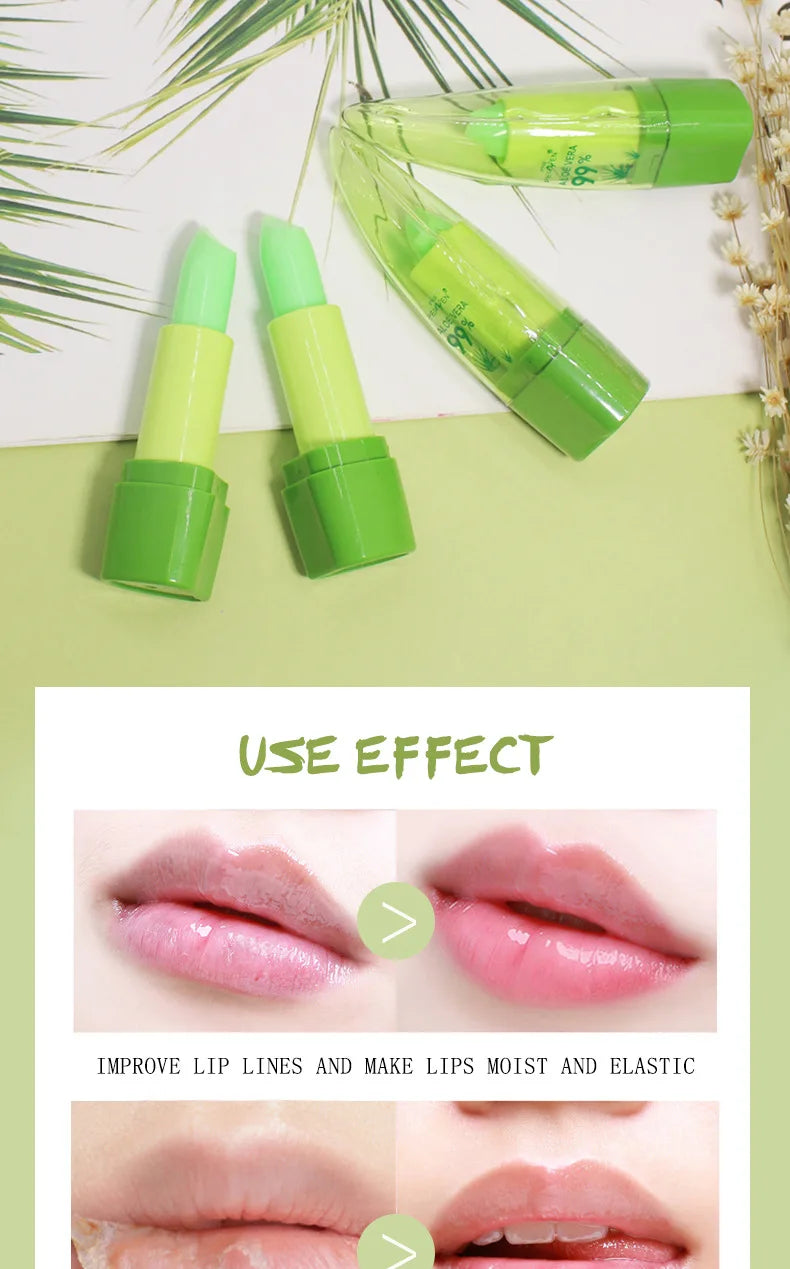 Aloe Vera Color-changing Lipstick,Moisturizes Hydrates Waterproof Non-sticky Long-lasting Tinted Lip Gloss