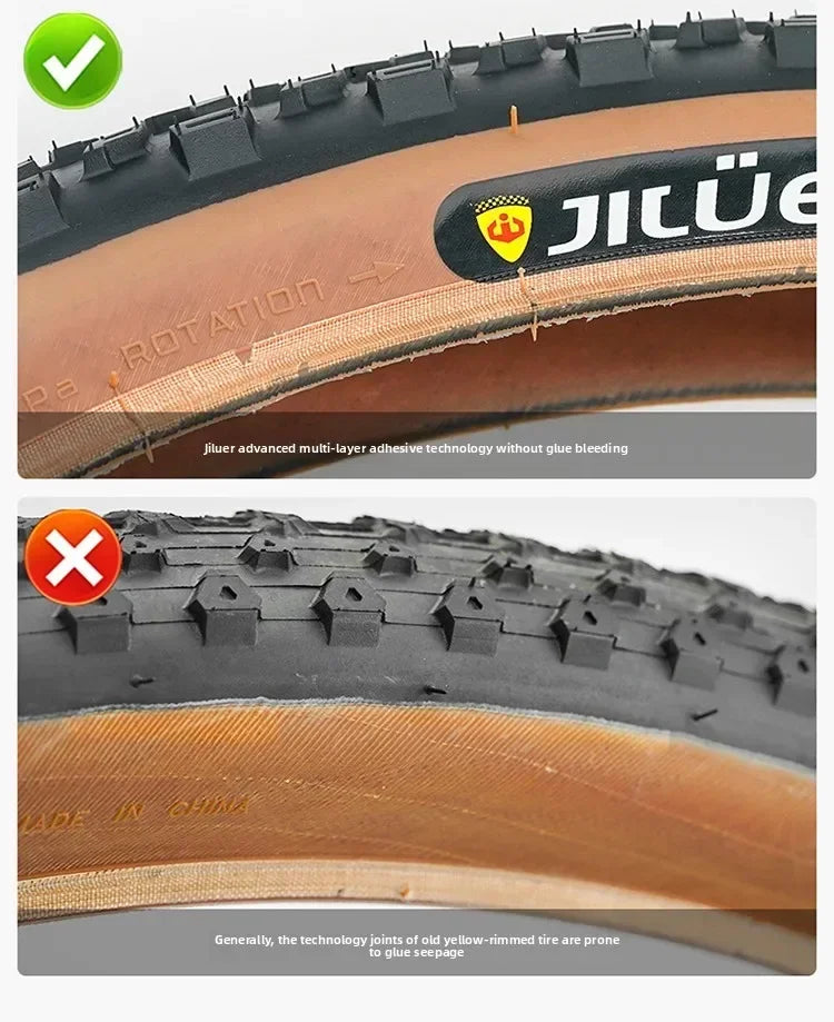 JILUER Folding Tire for Mountain and Road Bikes  27.5" Puncture-Resistant, 29" & 700c Sizes, Ultralight with Yellow Sidewalls