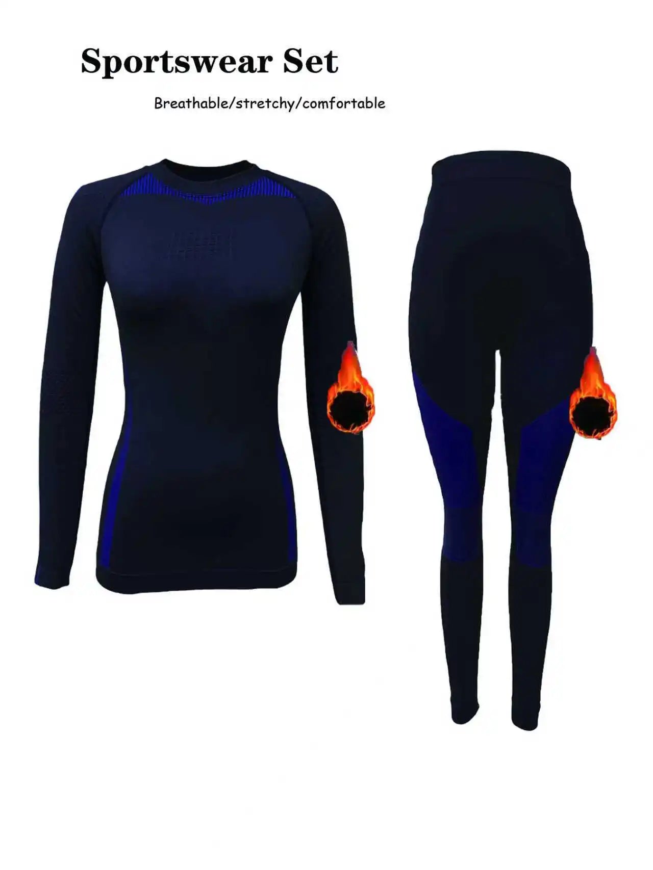 Women Skiing Underwear Set Fitness Thermal Gym Ski Snowboarding Hiking Jogging Sport Running Yoga Exercise Suit Long Johns