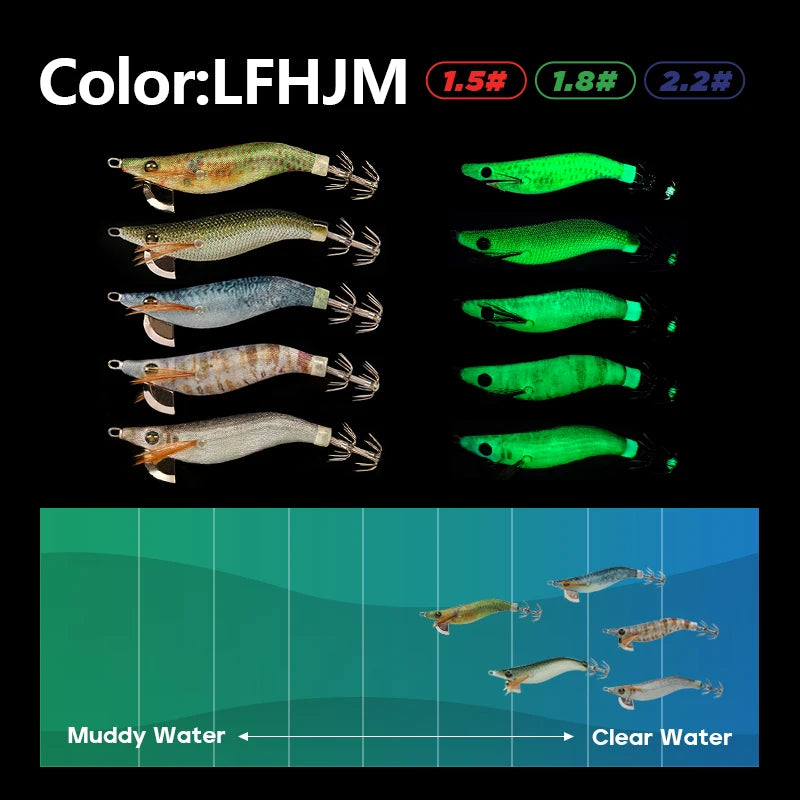 LETOYO mini squid lure 1.5-2.2# Luminous squid jig Artificial bait Cuttlefish squid bait Webfoot Octopus fishing lures