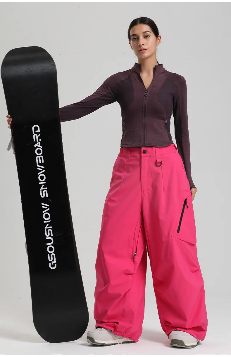 New Loose Ski Pants Women Outdoor Snowboard Windproof Waterproof Warm Solid Work Wear Clothes Breathable Skiing Trousers Men