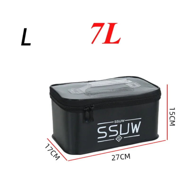 Portable EVA Fishing Tool Box, Fishing Accessory Organizer, Live Bait Storage Container, 3L/5L/7L Large Capacity Water Container