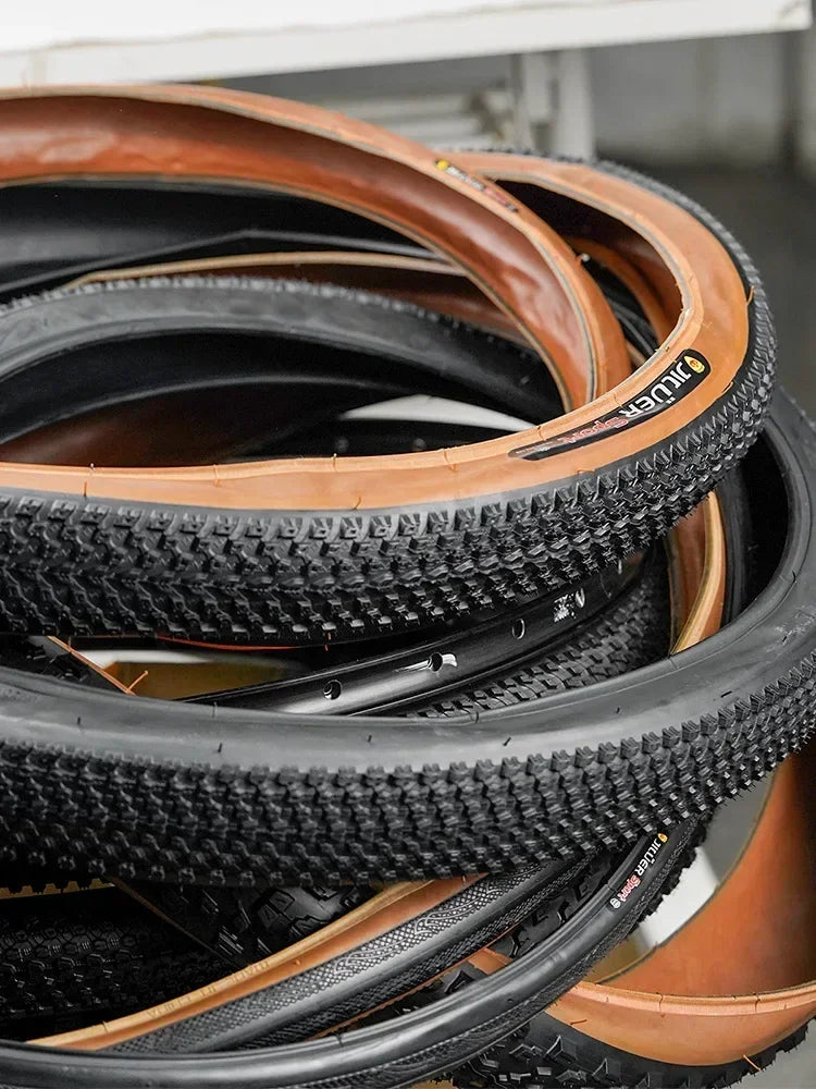 JILUER Folding Tire for Mountain and Road Bikes  27.5" Puncture-Resistant, 29" & 700c Sizes, Ultralight with Yellow Sidewalls
