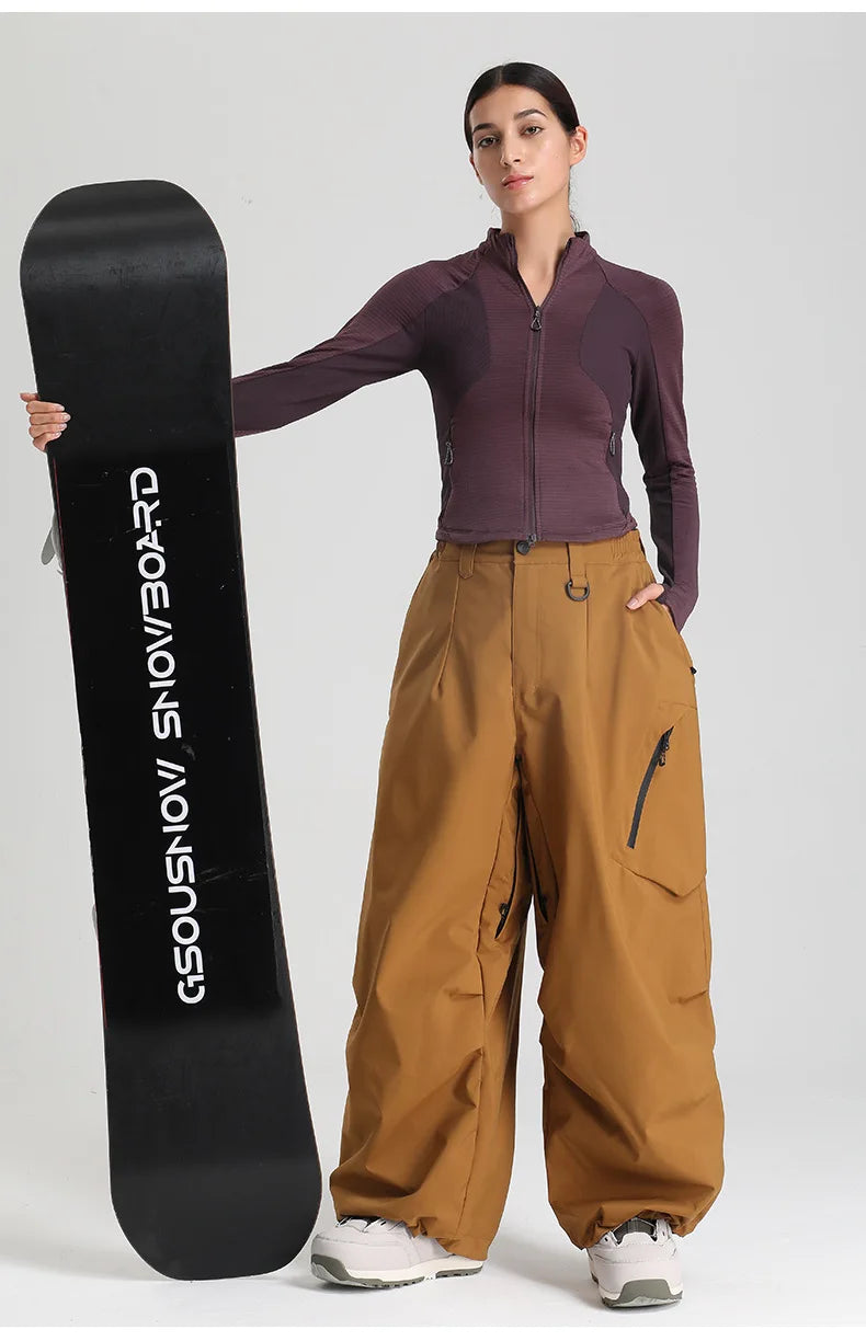 New Loose Ski Pants Women Outdoor Snowboard Windproof Waterproof Warm Solid Work Wear Clothes Breathable Skiing Trousers Men