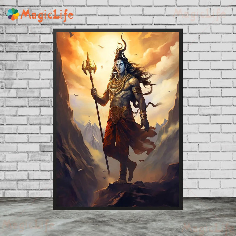 Indian Religion Shiva God Posters Wall Pictures For Living Room Cartoon Poster Home Decor Wall Art Canvas Painting Unframed