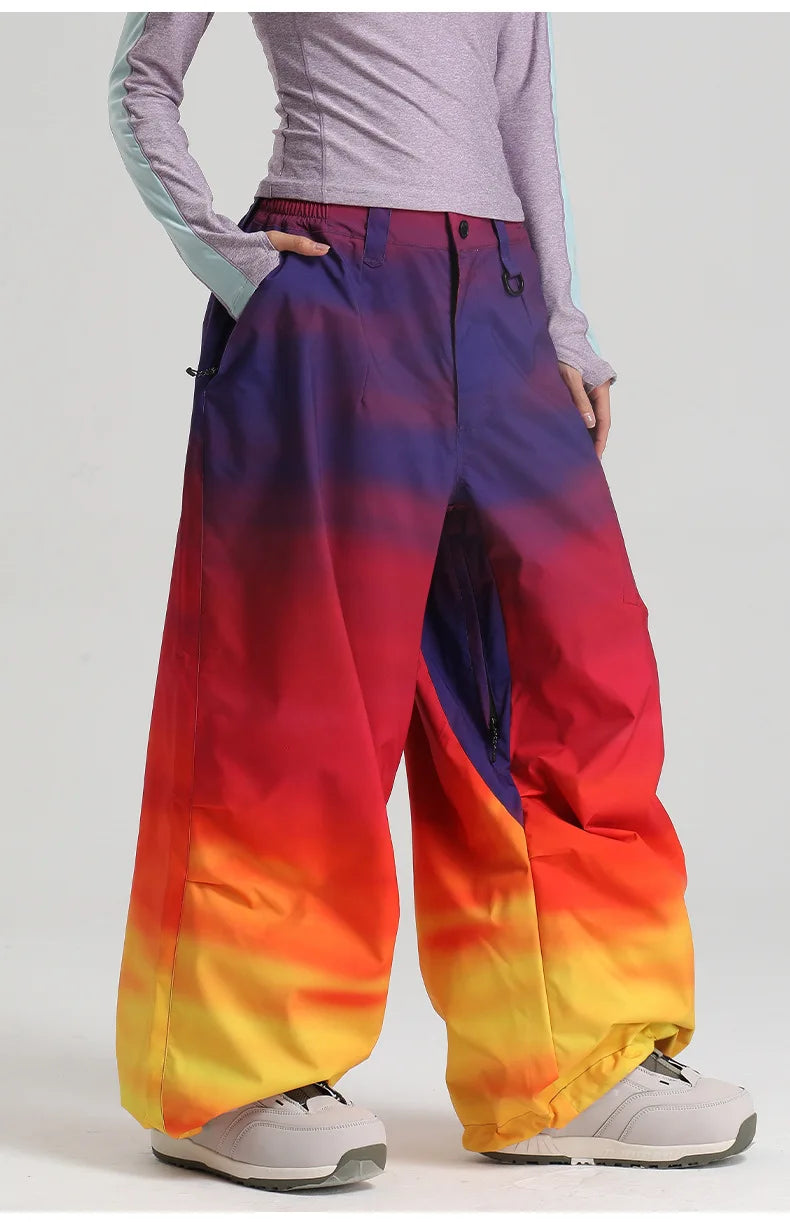New Loose Ski Pants Women Outdoor Snowboard Windproof Waterproof Warm Solid Work Wear Clothes Breathable Skiing Trousers Men