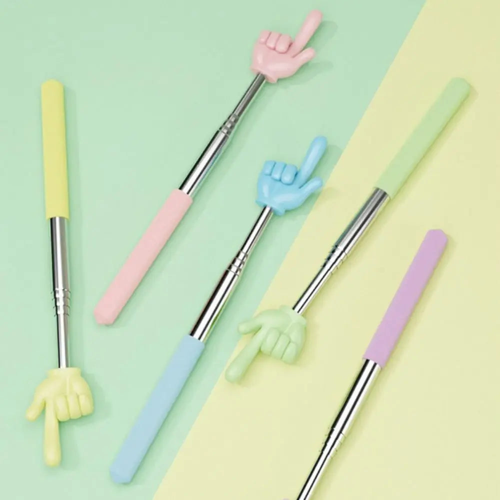 Durable Stainless Steel Teaching Pointer Telescopic Rod Finger Design Finger Reading Sticks Classroom Finger Pointer Students