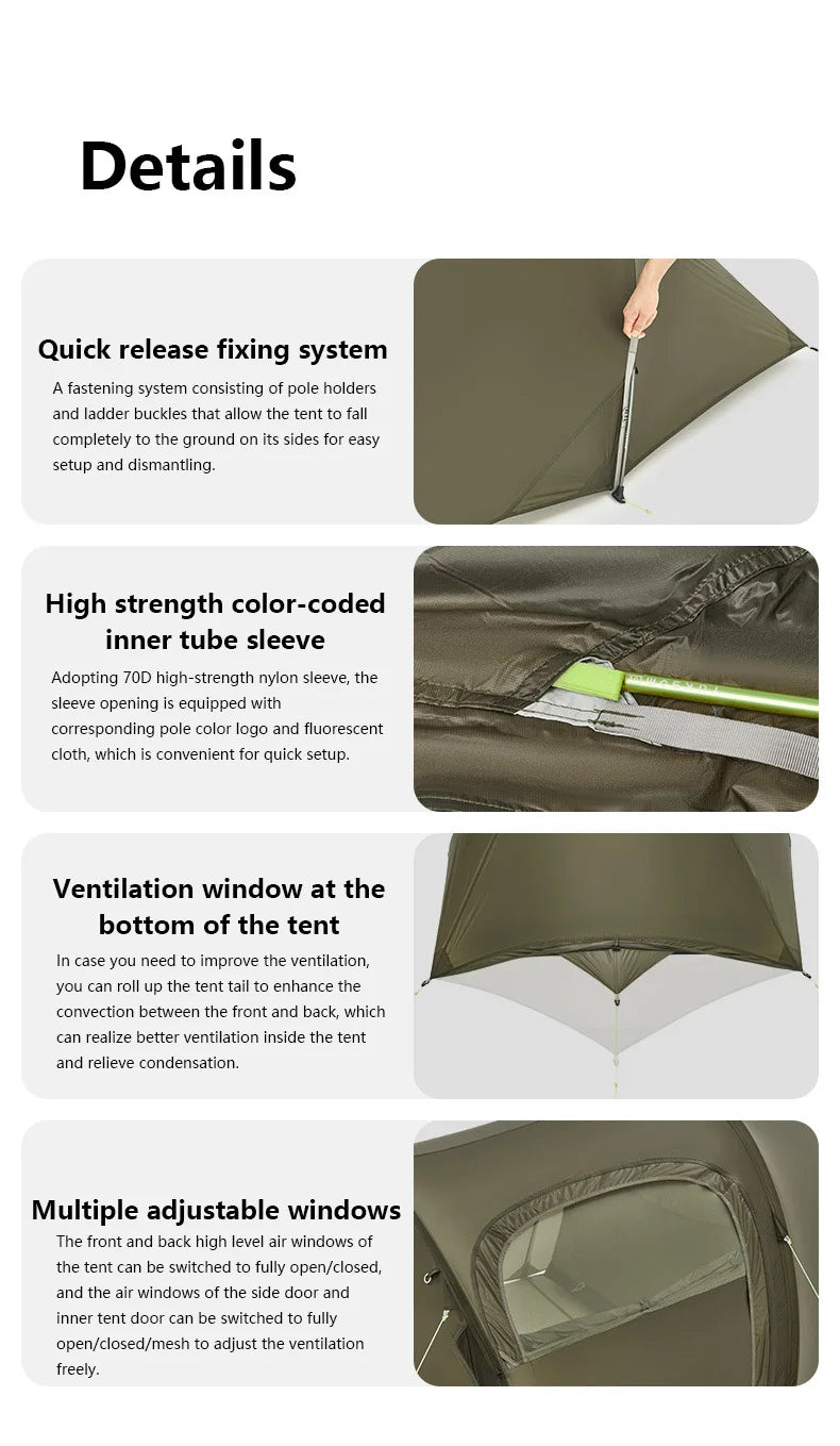 Naturehike Opalus UL 2-3 Man Hiking Tent Portable 4 Seasons High Strength 15D Nylon Backpack Trekking Tunnel Tent CNK2450WS036