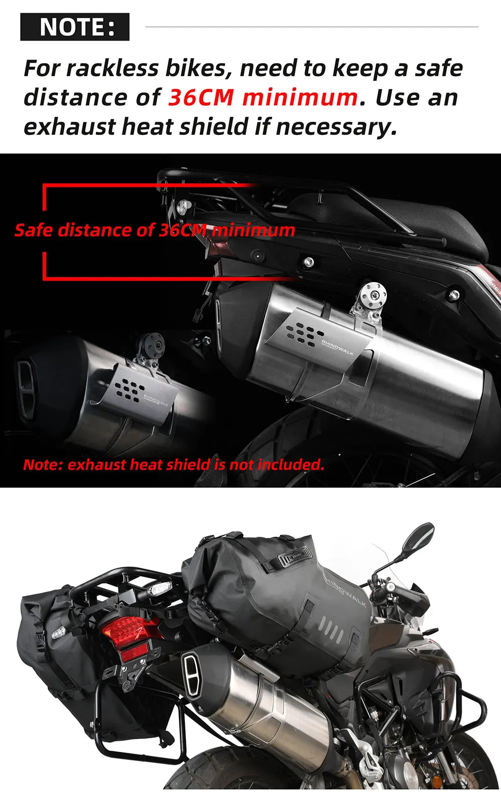 Rhinowalk Motorcycle Side Bag 2PC 100% Waterproof 18L/28L/48L Motorbike Saddle Bag Motor Pannier Bag Saddle Bags Travel Luggage