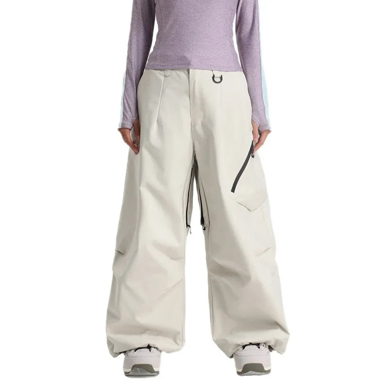 New Loose Ski Pants Women Outdoor Snowboard Windproof Waterproof Warm Solid Work Wear Clothes Breathable Skiing Trousers Men