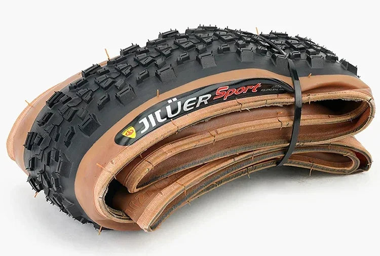 JILUER Folding Tire for Mountain and Road Bikes  27.5" Puncture-Resistant, 29" & 700c Sizes, Ultralight with Yellow Sidewalls