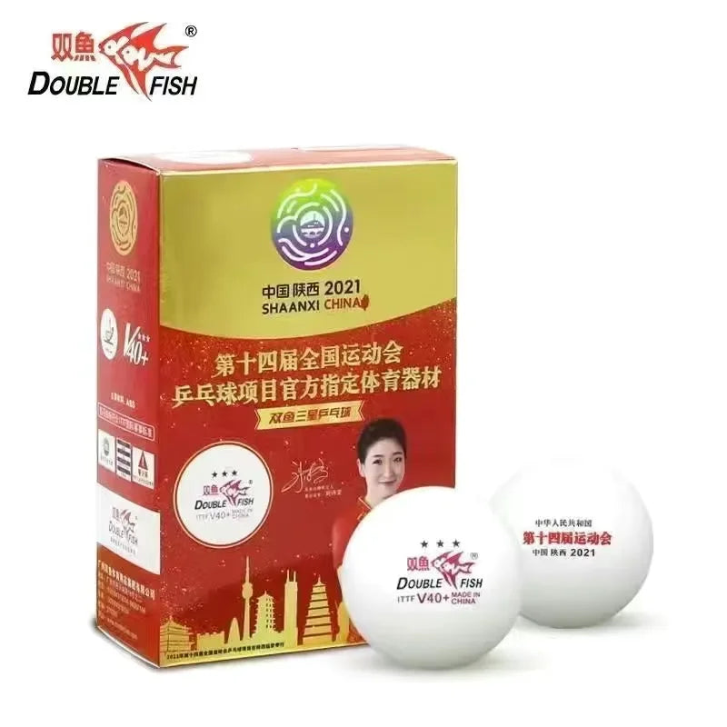 Double Fish 3 Star Table Tennis Balls V40+ Special Ping Pong Balls for WTT ABS New Material Seamed Balls for Competition 6/Pack
